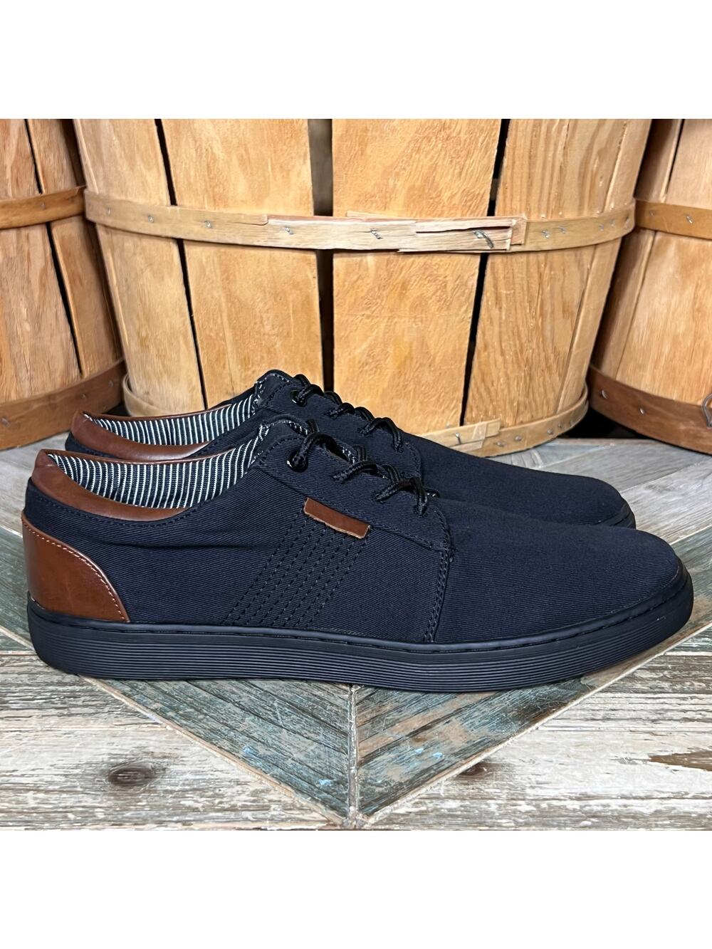 Robert David Cali Black Canvas Faux Leather 046682 Casual Sneakers Mens Size 8